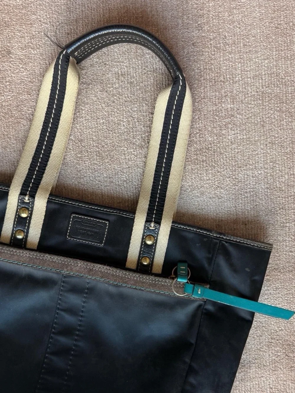 Vintage 2000s Coach Hampton Small Black Sateen Nylon Mini Tote Shoulder Bag